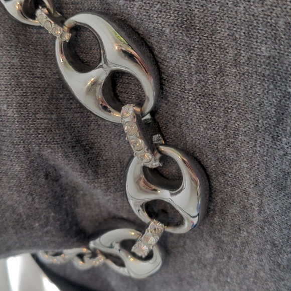 Ann Taylor, Rhinestone, Adjustable Silver Choker, 19.5" - Picture 2 of 6